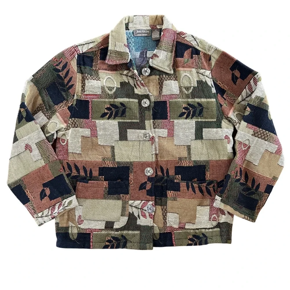 Vintage Jane Ashley Patchwork Blanket Jacket Women's‎ Size Medium